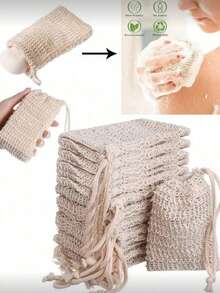 5pcs/10pcs Facial Foam Net - Natural Material, Soft, Breathable, Reusable, Portable Soap Bag, Cotton Soap Bag, Suitable For Bath, Home Beauty And Travel - Beige - View 7