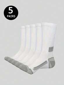 10 Pairs Men's Mid-Calf Socks, Black White Gray Colorway, Striped Ankle Support Design, Comfortable Outdoor Sports Socks, Back To School Season - Multicolor - View 6