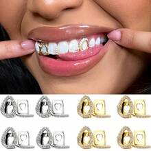 THATBOY 1PC/2PCS/4PCS/SET Hip Hop Rapper Fashion Personalized Jewelry Grillz Single Glossy Copper Simple Cool Grillz Gift For Men And Women - Multicolor - View 8