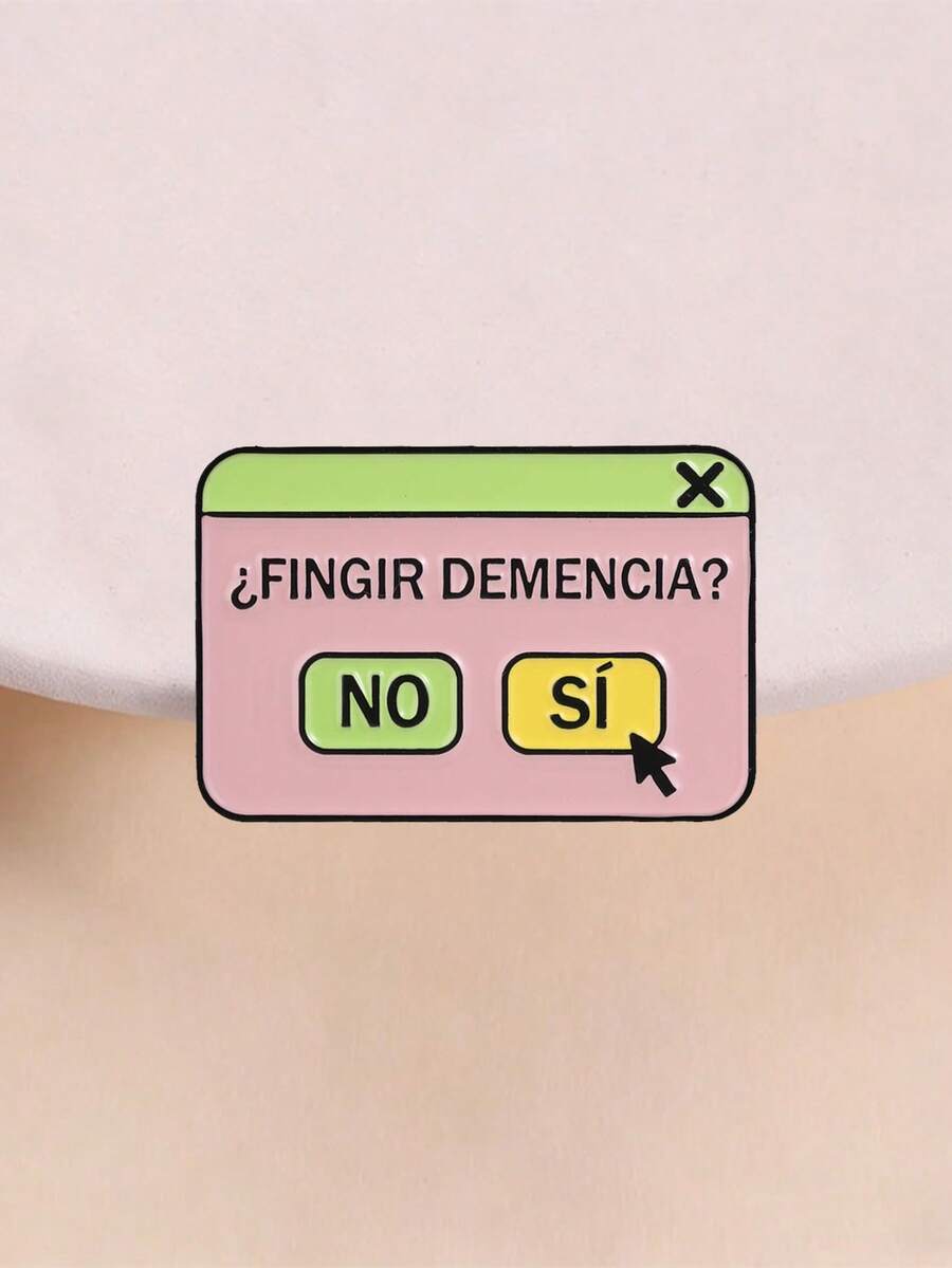 Pastel Pop Up Window Enamel Pin ¿FINGIR DEMENCIA? Sí Selected Spanish Sarcastic Meme Lapel Badge - Multicolor - View 1
