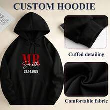 Custom Hoodies For Men Women,Personalized Valentine's Day Gifts For Him Her, Mr & Mrs Couples Hoodie With Text,Fall Outfits Women,Hoodie For Women,Y2k - White - View 3