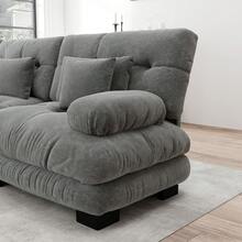 3 Seat Modular Sofa Bed Frame Grey Chenille - 灰色三座 - 查看 11