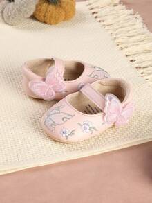 1 Pair Infant Flat Shoes Embroidered Design Flat Simple Versatile Sandals Suitable For Summer - Pink - View 5