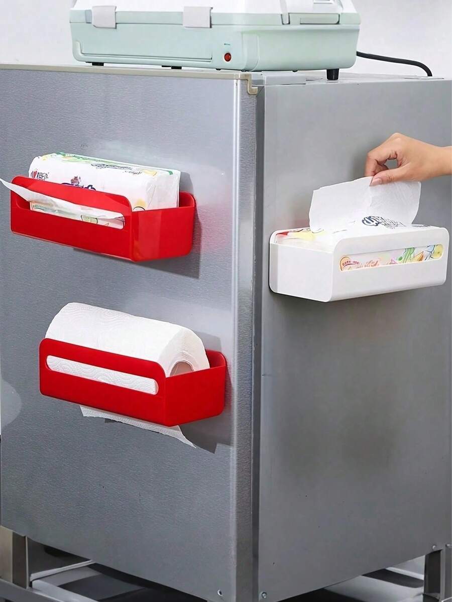Magnetic Wall-Mounted Tissue Box,Magnetic Metal Tissue Box,Wet Wipe Holder,Convenient For Storing Disposable Gloves And Tissues - Multicolor - View 1