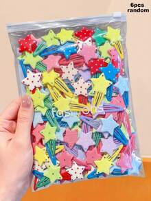12/6pcs Multi-Color Polka Dot Star Water Drop BB Hair Clips, Durable & No Hair Pulling, Sweet & Cute Hair Accessories - Suitable For Women And Girls, Daily, School, Party, Vacation - Multicolor - View 12