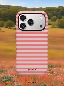 GIIPPA 1件粉色橫條紋圖案設計手機殼，適用於Phone 17 Pro Max，兼容Phone 16 Pro Max、15 Pro Max、14 Pro Max，韓系高端時尚趣味手機殼，兼容11/12/13/14/15/16 Pro Max Plus，優雅設計男女皆宜，聖誕節、情人節、復活節、婚禮季與生日送女友的完美禮物！ - 粉色 - 查看 8