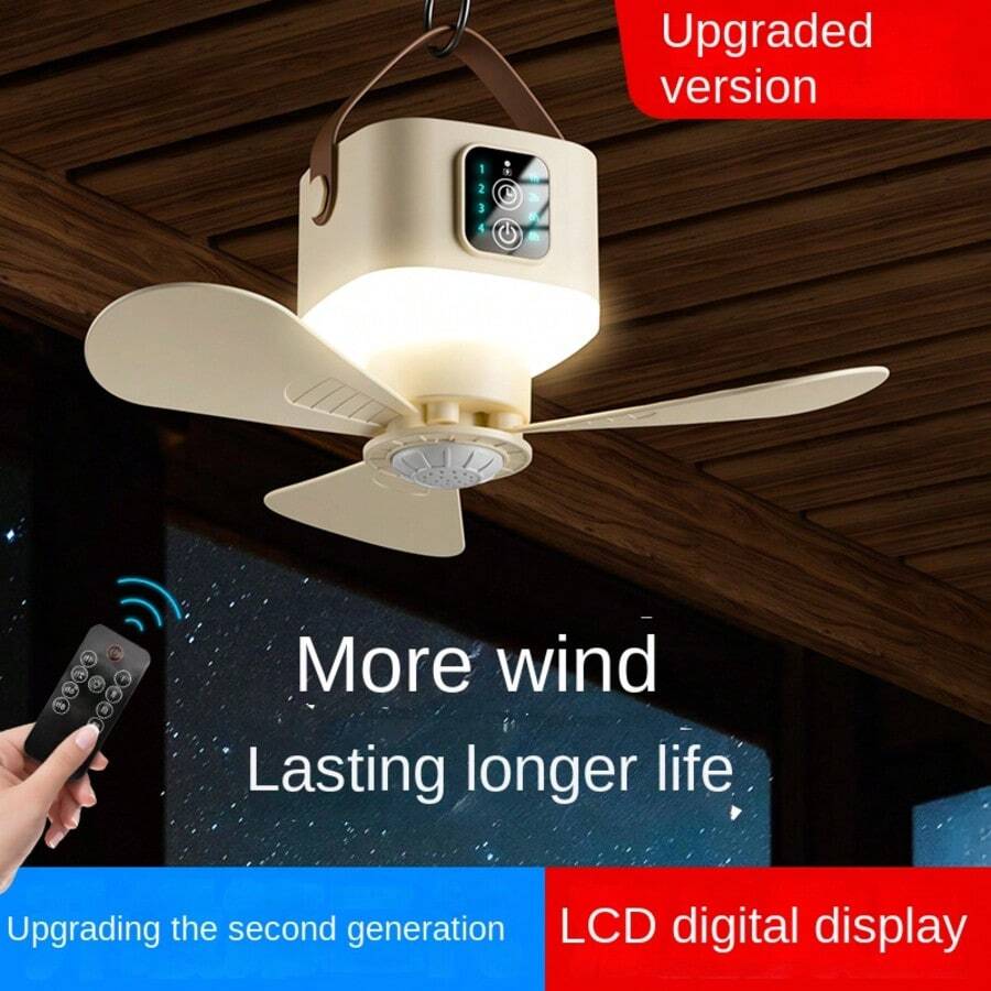 Camping Fan Light, Ceiling Fan With Light And Remote Control, Timer, LED Camping Lamp With USB Rechargeable Fan, Adjustable Speeds For Tent - Multi-color - View 1