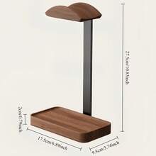 1Pc Walnut Headphone Stand, Stores Desktop Items, Desktop Storage Stand, Non-Slip Base, Stable Load-Bearing, Suitable For Most Headphone Models, Charming Decoration, High-Quality Desktop Ornament, Office School Desk Accessories, School Essentials, Office Decor And Accessories, Back To School - Multicolor - View 7