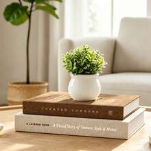 2pcs 2D Flat Printed Acrylic Faux Linen Decorative Books, Suitable For Bookshelf, Coffee Table, Storage Rack Decoration, Faux Book Box, Decorative Aesthetic Function, Minimalist Neutral Style Design, Compatible With Various Home Decor Styles - 222 - View 3