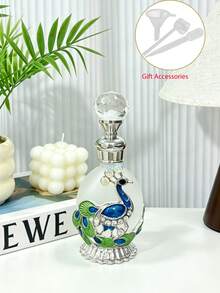 15 ML Exquisite Vintage Peacock Enamel Bottle, Decorative Beauty Container, Travel-Friendly / Personal Care, Glass Rod Perfume And Essential Oil Decanter, Decanting Funnel [Empty Bottle], Travel Bottle Set - View 8