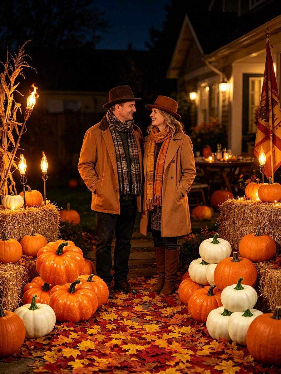 116pcs/Set Halloween Thanksgiving Artificial Pumpkin With Autumn Maple Leaf Decoration Set, Orange And White Realistic Pumpkins, Farmhouse Style Table, Mantel, Wall, Shelf Decor Autumn Theme Ornaments, Autumn Party Photo Props, Indoor Home Holiday Decoration Supplies - A - View 1