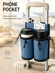 Luggage Handle Water Bottle Holder, Portable Travel Cup Holder, Beverage Cup Bag, Universal Luggage Handle Cup Holder, Travel Cup Holder - Multicolor - View 3