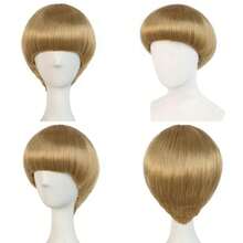 Short Blonde Bowl Cut Wig Blonde Mushroom Wigs Mens Bob Wig Hair Net Short Blond Funny Wigs For Men Outfit 60s 70s Blond Bob Hair With Bangs For Women Halloween Costume Party - Blonde - View 10