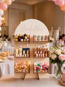 1 Set Wooden Medium Candy Storage Rack, Home/Party Candy Storage Medium Display Rack, Baby Shower Party Medium Food Display Rack, Birthday Wedding Home Event Party Medium Candy Rack, Dessert Medium Display Wooden Rack, Wedding Baby Party Birthday Kitchen Cooking Rack, Coffee Shop Afternoon Tea Candy Medium Decorative Rack, Gender Reveal Party Decoration, Birthday Party Wedding Table Centerpiece Decoration, Christmas Table Centerpiece Decoration - Log Arch - View 4
