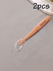 1/2 Set Customized Silicone Spoon, Personalized Tableware Set, Customized Name Engraved Spoon Set, Customizable Name Tableware, Customized Tableware Set, Personalized Gift - Style a - View 18