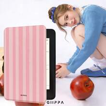 GIIPPA 1件粉色條紋Kindle保護殼附手提帶，適合書迷的情人節/聖誕節禮物，自動喚醒/睡眠保護電子閱讀器保護套，相容Kindle Paperwhite 5/6/7/10/11/12代、Kindle Colorsoft 1代、Basic Kindle 8/10/11代所有Kids與Signature版本 - 多色14 - 查看 6