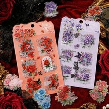 12sheets/4packs Gold Foil Rose Stickers Floral Embelishment Stickers Scrapbooking DIY Journal Card Making Junk Journal Supplies - Stickers - View 6