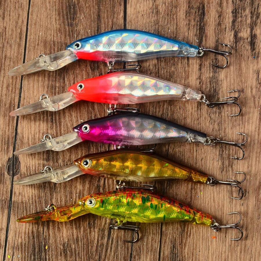 5pcs Fishing Lures Pike Bait Minnow 9.5cm 7g Vibrating Swim Bait Deep Water Crankbait - Multicolor - View 1