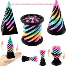 Spiral Cone | Fidget | Set Of 3 Asymmetrical Cones Impossible Cone, 3D Printed Spiral Cone Fidget Stress Relief Ornament | Impossible Pyramid Sculpture, Colorful Gradient Structure, Mini Vortex Line For Relieving Anxiety And Fatigue | Suitable For Car, Living Room, Room Decor, Party Gift, New Year, Holiday, Birthday Gift - Multicolor - View 28