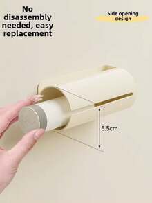 Dispensador de Sacos de Lixo Montado na Parede Sem Furos, Estilo Creme, Caixa de Armazenamento de Sacos Plásticos Multifuncional Retrátil para Cozinha & Banheiro - Creme - Visão 7