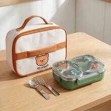 304 Stainless Steel Lunch Box With Compartments,Divided Bento Box, Leak-Proof Lunch Container, Portable Fruit Salad Food Storage Container,Dishwasher & Microwave Allowable,Suitable For Students Adults Use In School, Office, Picnic,Back To School - Multicolor - View 1
