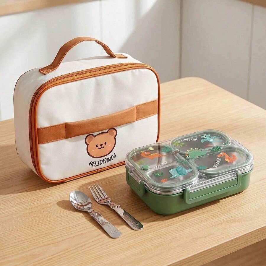 304 Stainless Steel Lunch Box With Compartments,Divided Bento Box, Leak-Proof Lunch Container, Portable Fruit Salad Food Storage Container,Dishwasher & Microwave Allowable,Suitable For Students Adults Use In School, Office, Picnic,Back To School - Multicolor - View 1