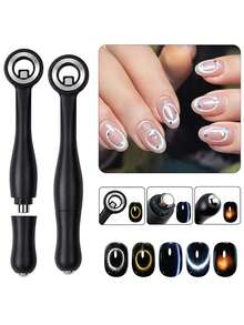 Imán para uñas con forma de agujeros 3D 3 en 1, anillo imán para arte de uñas efecto ojo de gato, herramienta magnética con mango, herramientas magnéticas desmontables, suministros para uñas - Multicolor - Ver 6