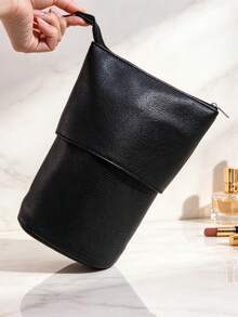 1pc Expandable Makeup Brush Storage Bag, Large Capacity, Travel Portable, Upright, Dust-Proof, Easy To Clean Makeup Bag (Makeup Brushes Not Included) - Multicolor - View 4
