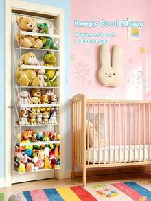 Hanging Plush Doll Storage Organizer, 6-Tier Wall-Mounted Storage Bag, Baby Room Plush Doll Display Rack With Hooks - Multicolor - View 4