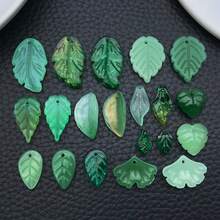 20 buah Liontin Daun Hijau Kaca untuk Pembuatan Perhiasan DIY Anting Liontin Berbagai Desain untuk Pembuatan Perhiasan Gelang Kalung - Hijau - View 11