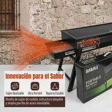 Parrilla BBQ Portátil Plegable de Carbón Asador para Barbacoa Camping Jardín Picnic Exterior Acero Inoxidable Resistente - A - Ver 4