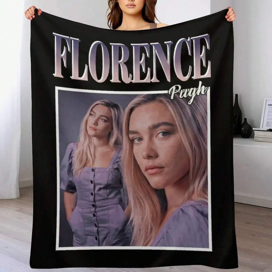 Day Gift For Florence Pugh 90'S Vintage Gifts For Music Fans Throw Blanket Soft Big Stuffeds Luxury Throw Moving Blankets - Black - View 1