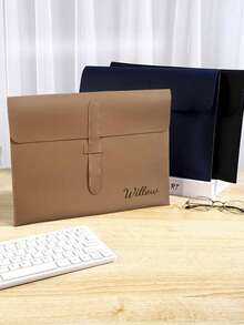 Custom Text Logo Personalized A4 Document Bag, Waterproof Envelope-Style File Storage Bag With Snap Button, Portable Business Folder Bag, Suitable For Office, Travel, School Paper, Receipt And Laptop Storage, Unisex Multi-Color Thickened Leather Folder - Multicolor - View 3