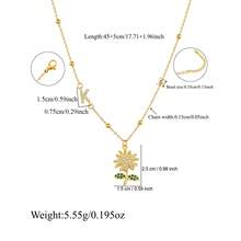 1件新款字母向日葵吊墜金色不鏽鋼珠鏈項鍊 女款 - 金黃色 - 查看 2