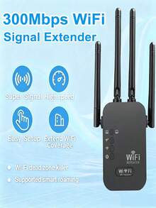 1200Mbps WiFi 4 Signal Booster And Mesh Extender - Dual Band 2.4GHz/5GHz, 4 Antenna High-Speed Wi-Fi System, One-Click Easy Setup, Whole Home Coverage, Compatible With Smart TV, Game Console, Smartphone, Tablet And Smart Home Devices. (Wi-Fi Extender, Network Booster, Network Extender) - US A Type Plug(110-127V) - View 3