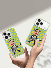 Officially Licensed Paul Frank Liquid Silicone Phone Case, Full Coverage Anti-Drop Protection For Camera, Cartoon Monkey Playing Guitar And Triangle Patchwork Pattern, New Style Suitable For Phone11/12/13/14/15/16/17/18Pro Max Series Phones, Holiday Gift, Daily Commute, Daily Anti-Drop Highly Attractive Model - Multicolor - View 6