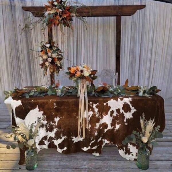 Best Sellers 59 X 79 Inches Large Faux Cowhide Tablecloth Western Cowboy Party Decorations Brown Cow Print Table Cover For Western Birthday West Country Wedding Party Decor Supplies