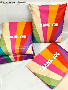 彩色印花「Thank You」文字防水加厚快遞包裝袋，耐撕郵寄信封袋，適用於衣物，適合小企業、婚禮禮品與派對填充物 - 復古撞色條紋 - 查看 2