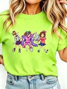Junie B Teacher Shirt Junie B Jones Kindergarten Teacher T-Shirt Teacher Life T-Shirt Teacher Gift Women Round Neck Printed Camisa Pink - 螢光綠 - 查看 12