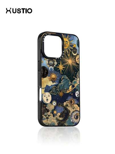 1pc Mysterious Vintage Moon, Sun & Blue Eye Pattern Transparent Shockproof TPU Phone Case, Camera Bump Protection Shell, Holiday Gift For Partner And Friends, Compatible With Apple XS/XS Max/XR/11/12/13/14/15/16 Pro/Pro Max/14/15 Plus/17/16 Pro Max