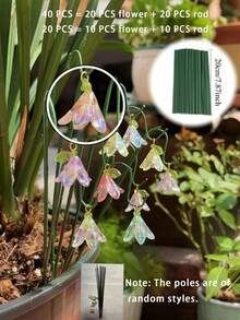 1/5/10 Conjuntos de Estacas de Decoração de Jardim Romântico - Design de Flor de Lírio do Vale Artificial Miniatura, Material Acrílico, Cor Gradiente Fofa; Adequado para Decoração de Plantas em Vasos e Acessórios Feitos à Mão para Pequenas Festas, Criando Atmosfera de Jardim; Conjunto de Decoração de Plantas Universal para Uso Interno/Externo - Multicolorido - Visão 9