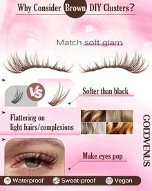 [Lowest Price In 30 Days]165pcs C-Curl Fluffy Black Colored Lightweight Cluster False Eyelashes, Thick & Voluminous Individual Lashes, Natural Black Makeup, Soft & Comfortable, Suitable Eyelash Extension At Home, Eyelash Clusters - 60D - 查看 9