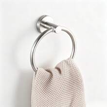 Bathroom Wall-Mounted Self-Adhesive Towel Rack, Hanging Towel Ring, Stainless Steel Hand Towel Ring, Towel Rack, Matte Black Cloth Rack, Heavy Duty Towel Rack, Towel Ring, Hand Towel Rack, Hook, Bathroom Storage, Silver, Gold, Waterproof - B - View 5