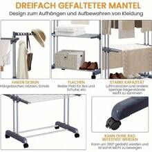 4-Layer Foldable Clothes Drying Rack with Wheels, Space-Saving Laundry Tower with 6 Folding Wings and 2 Rotating Side Arms for Indoor and Outdoor Use, Drying Racks - Standard - Übersicht 8