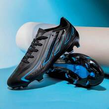 Unisex Anti-Slip High-Top Wear-Resistant Artificial Turf Football Cleats Sports Shoes - Black - View 2