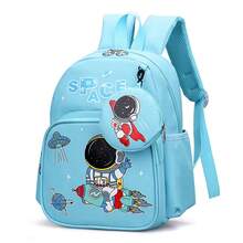 A Cute Astronaut Backpack, Suitable For Boys And Girls In Primary And Middle School. Astronaut Pattern Design, Burden-Reducing And Spine-Protecting Backpack, Including Convenient Small Pockets, A Must-Have For Back To School Season - Multicolor - View 8