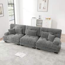 3 Seat Modular Sofa Bed Frame Grey Chenille - 灰色三座 - 查看 2