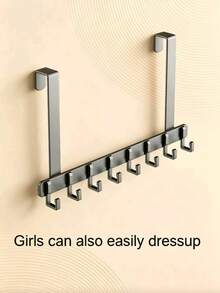 1pc Heavy Duty No-Drill Door Hook Rack, Suitable For Hanging Clothes, Bathrobes, Hats, Towels, Bathroom Storage, 7-Hook Wall-Mounted Coat Rack, Suitable For Door, Kitchen, Bathroom, Bedroom, Home Decor, Kitchen Accessories, Bathroom Decor, Bedroom Decor, Wall-Mounted Storage Rack, Kitchen Storage Rack, Key Rack, Bag Rack, Wall-Mounted Coat Rack - Black - View 7