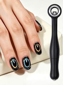 Imán para uñas con forma de agujeros 3D 3 en 1, anillo imán para arte de uñas efecto ojo de gato, herramienta magnética con mango, herramientas magnéticas desmontables, suministros para uñas - Multicolor - Ver 3