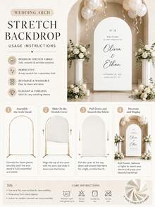 Customized Wedding Arch Fabric Decor Cover, Personalized Photo/Name/Date/Text, Polyester Double-Sided Stretch Backdrop, Party Decoration, Wedding Welcome Sign, Bridal Gift, No Power Required, Suitable For Wedding, Birthday, Party - Multicolor - View 5